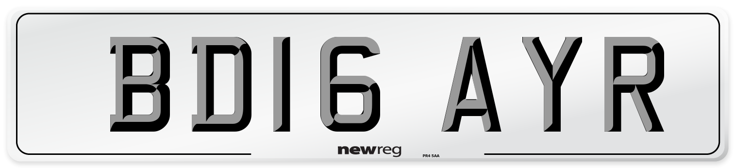 BD16 AYR Number Plate from New Reg